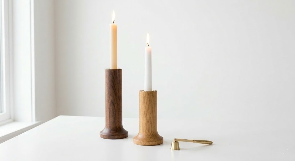 Artisanal Hourglass Wooden Candle Pedestals